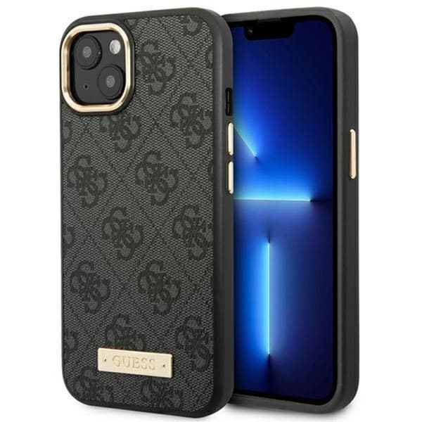 GUESS iPhone 14 Plus -puhelinkotelo MagSafe 4G Logo Plate - Musta Black