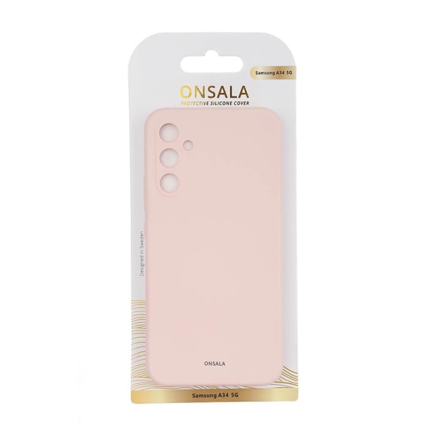 ONSALA Galaxy A34 5G suojus silikoni - vaaleanpunainen