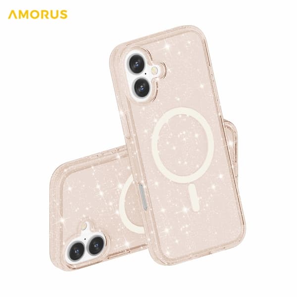 AMORUS Mobilskal till iPhone 17 Magsafe Glitter Powder PC + TPU - Guld Guld