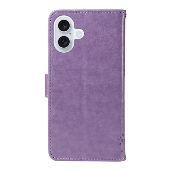 iPhone 17 Konstläder Plånboksfodral Tree Pattern - Lila Lila
