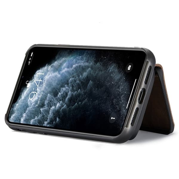 JEEHOOD Mobilskal till iPhone 11 Pro Max Konstläder TPU Magnetisk Brun