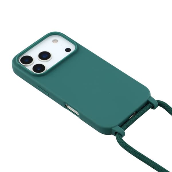 Mobilskal till iPhone 17 Pro Max TPU Shockproof med Lanyard - Mörkgrön Grön