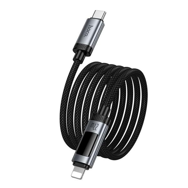 HOCO USB-C till Lightning 27W Kabel 1.2m med Display U148 - Svart Svart