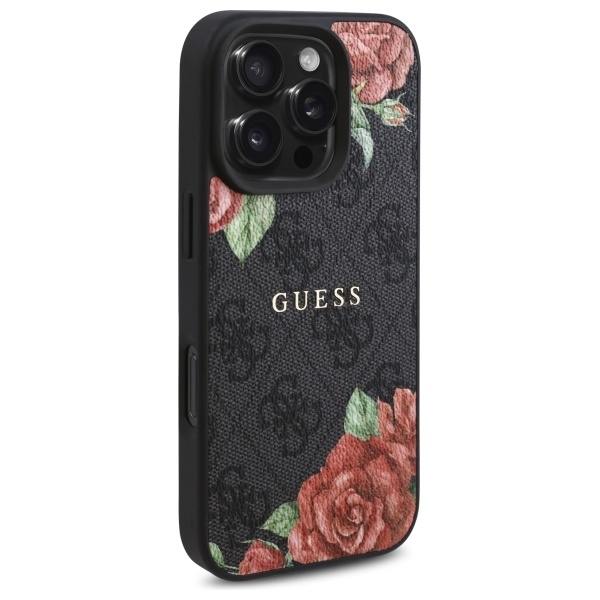 Guess telefonetui til iPhone 16 Pro Max MagSafe 4G Blomsterprint - Sort Black