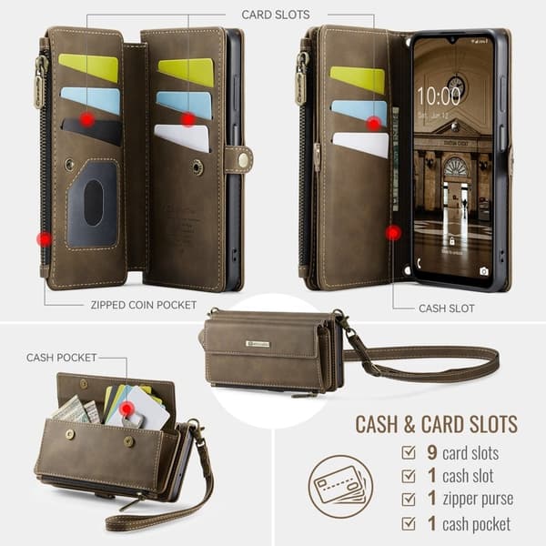 CASEME Konstläder Plånboksfodral till Samsung Galaxy A15 5G - Brun