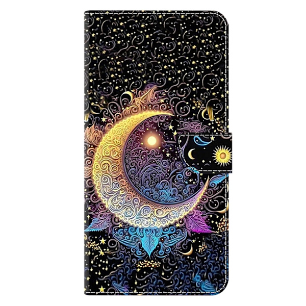 Galaxy A17 5G Konstläder Plånboksfodral Pattern Printing - Bright Moon Svart