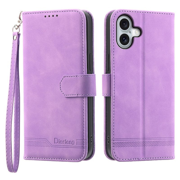 DIERFENG DF-03 iPhone 16 Plus Plånboksfodral Konstläder - Lila