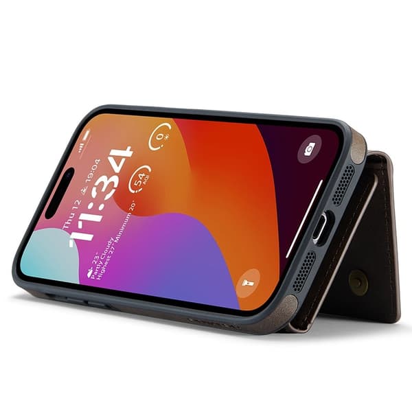 DG.MING Serie Mobilskal till iPhone 15 PU+PC+TPU Magnetisk Plånboksfodral Brun