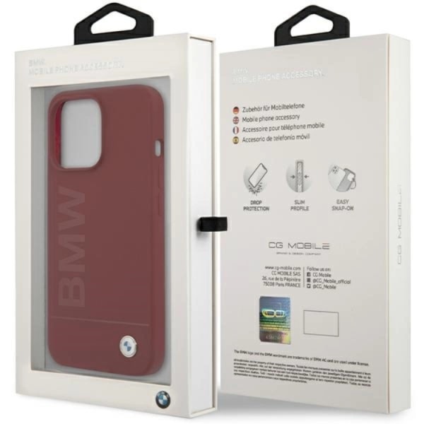 BMW iPhone 15 Pro mobiltaske Magsafe Silikone Big Logo - Rød