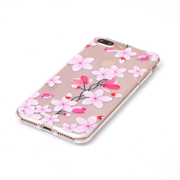 TPU Mobilskal iPhone 7 Plus - Peach Flowers Mönster