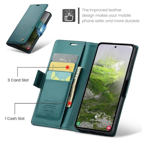 CASEME Galaxy S26 Ultra Plånboksfodral RFID Blocking Grön