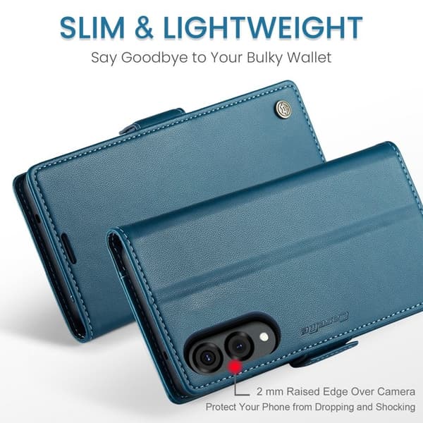 CASEME Samsung Galaxy S25 Edge KonstLäder RFID-Skydd Plånboksfodral Blå