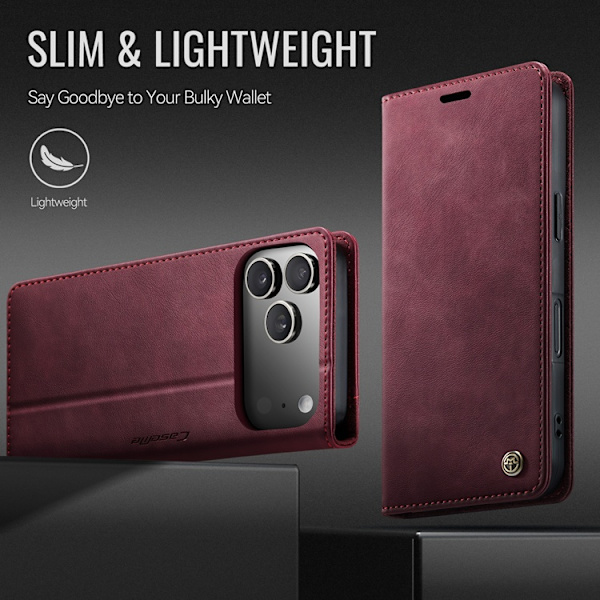 Caseme iPhone 17 Pro Max Plånboksfodral RFID-Skydd 033 Röd