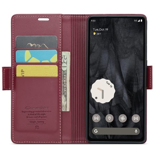 CASEME Plånboksfodral Konstläder till Google Pixel 8 Pro - Röd
