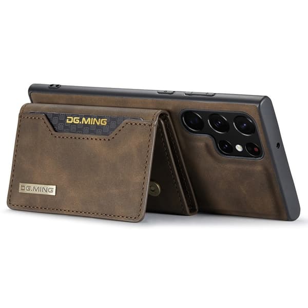 DG.MING 2-i-1 Plånboksfodral Samsung Galaxy S22 Ultra - Brun