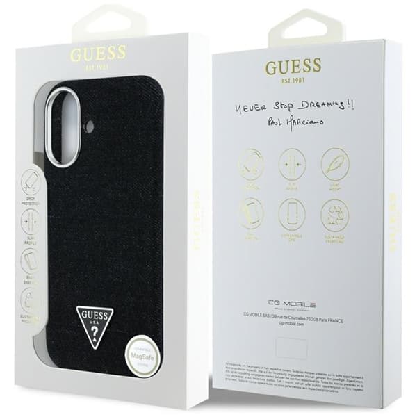 Guess Mobilskal till iPhone 16 MagSafe Denim Triangle Logo - Svart