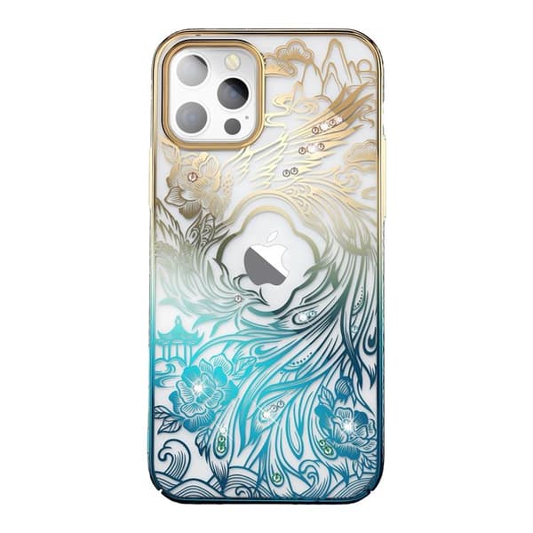 Kingxbar-puhelinkotelo iPhone 14 Plus Luxury Phoenix - Kulta/Sininen Blå