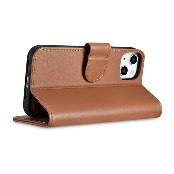 iCarer iPhone 14 Plånboksfodral 2in1 Äkta Läder - Brun Brun