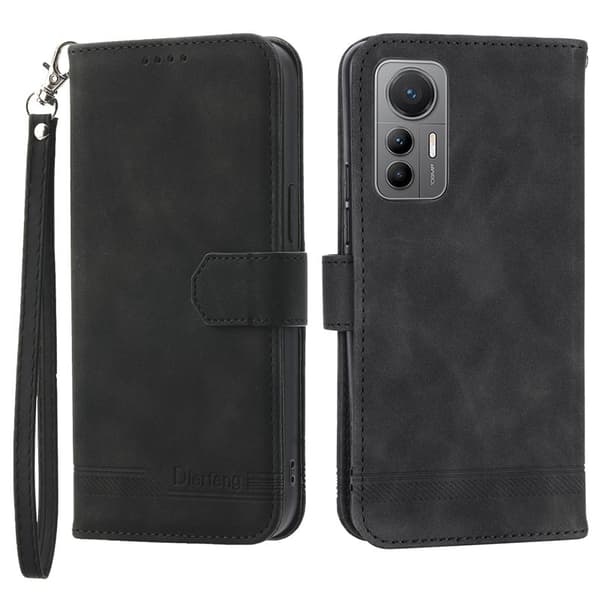 DIERFENG DF-03 Xiaomi 12 Lite 5G Plånboksfodral Konstläder - Svart