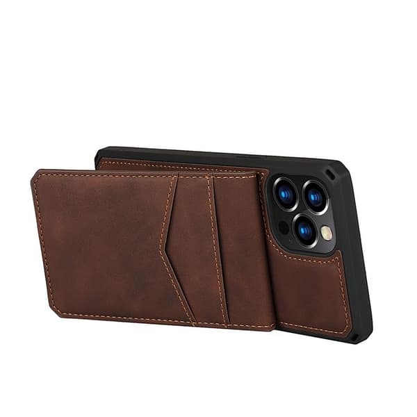 Skal med Kortplatser till iPhone 12 Pro Max - Brun Brown
