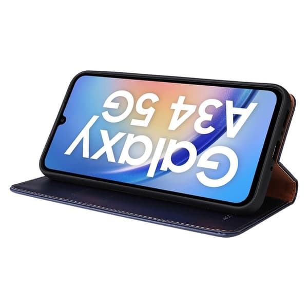 FIERRE SHANN Samsung Galaxy A34 5G Plånboksfodral Konstläder - Blå