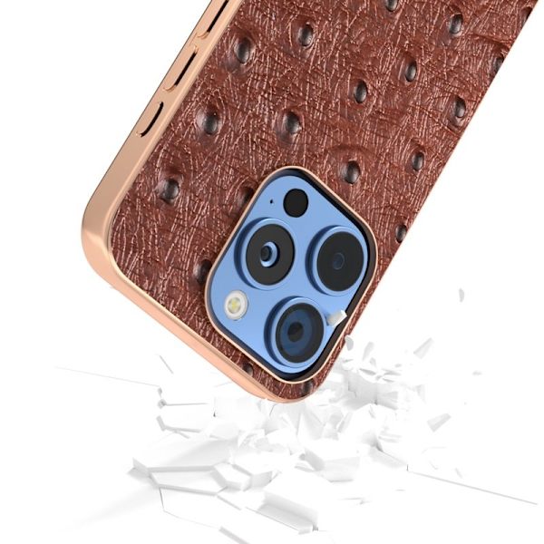 ABEEL Mobilskal till iPhone 16 Pro Electroplating Äkta Läder - Brun