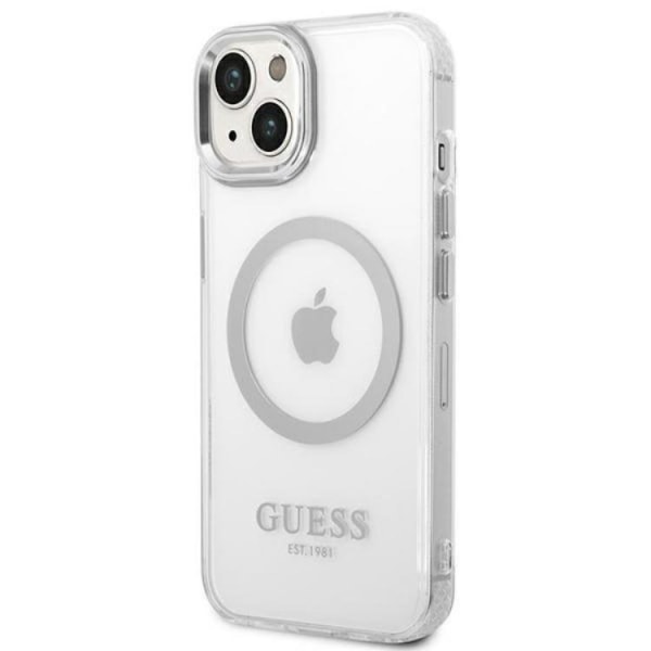 GUESS iPhone 14 Plus Skal Magsafe Metal Outline - Silver