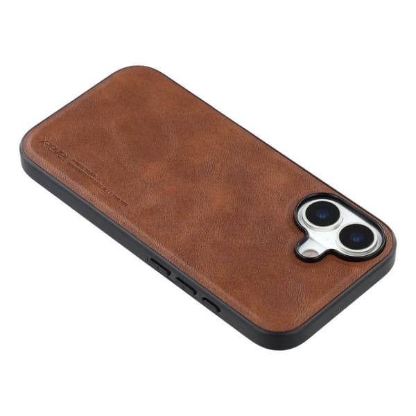 X-LEVEL Bojue-3 Mobilskal till iPhone 17 Läderbelagd PC+TPU - Brun