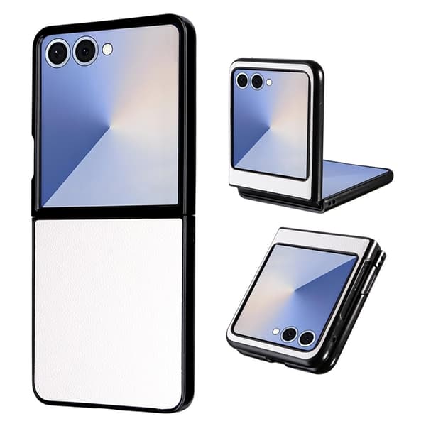 Mobilskal till Galaxy Z Flip7 Litchi Texture Läder - Vit Vit