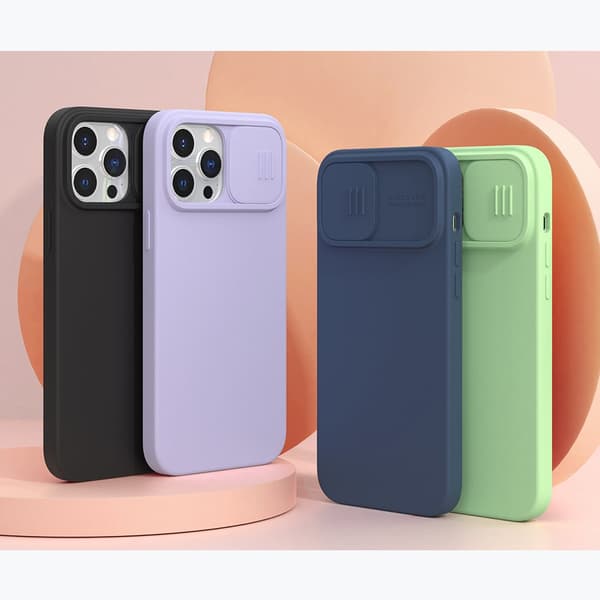 Nillkin CamShield Silkeagtig Silikone Taske til iPhone 13 Pro Max - Blå Blue