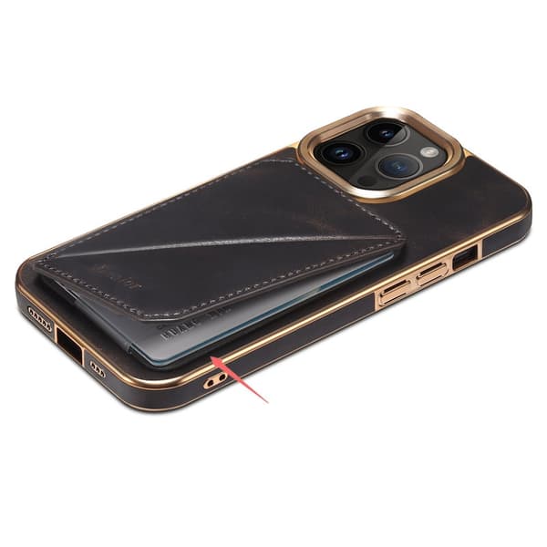 DENIOR Mobilskal till iPhone 14 Pro Max Äkta Läder + TPU + PC - Svart