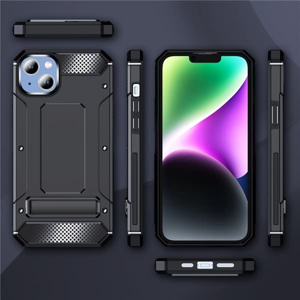 Mobilskal till iPhone 14 Plus Kickstand Shockproof - Svart Svart