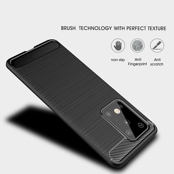 Carbon Fiber Brushed Skal för Galaxy S20 Ultra - Svart Svart