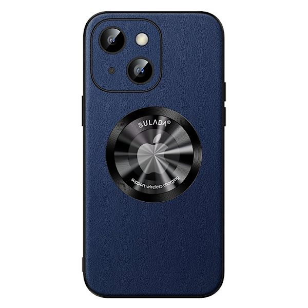 SULADA Mobilskal till iPhone 15 Plus Microfiber Läder + TPU Stöttålig - Blå
