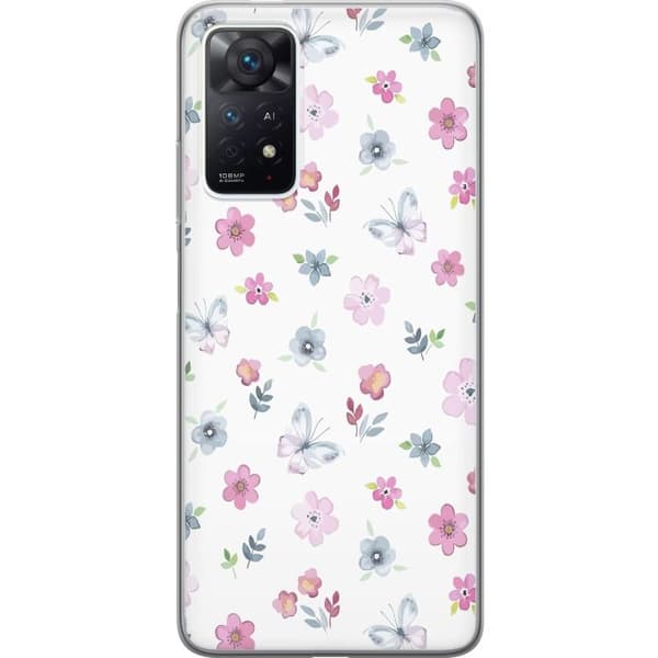 Mobilskal till Xiaomi Redmi Note 11 Pro med Blommor och fjärillar