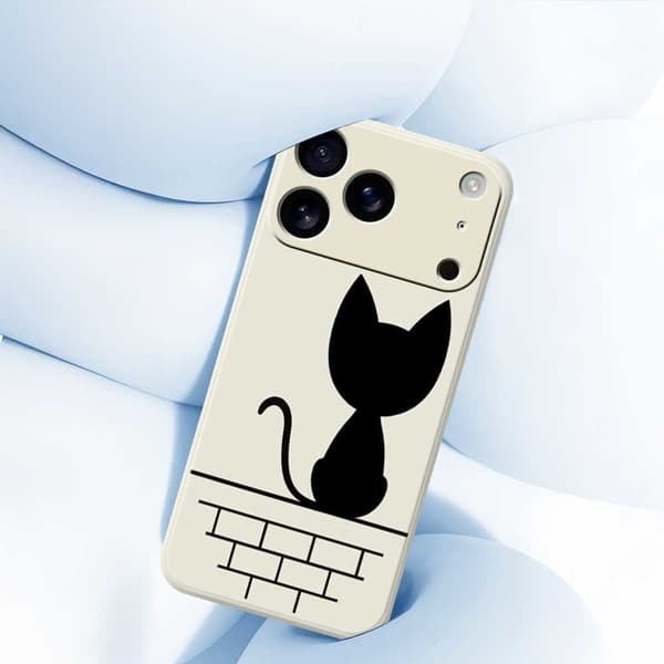 Mobilskal till iPhone 17 Pro Max Black Cat on the Wall - Grön Grön