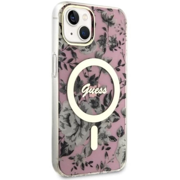 Guess iPhone 14 Mobilskal MagSafe Flower - Rosa