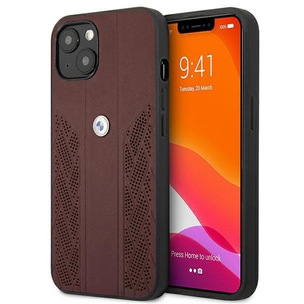 BMW Skal iPhone 13 mini Læder Curve Perforate - Rød Red