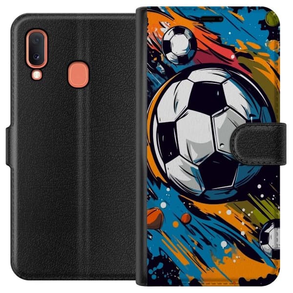 Plånboksfodral till Samsung Galaxy A20e med Fotbollar
