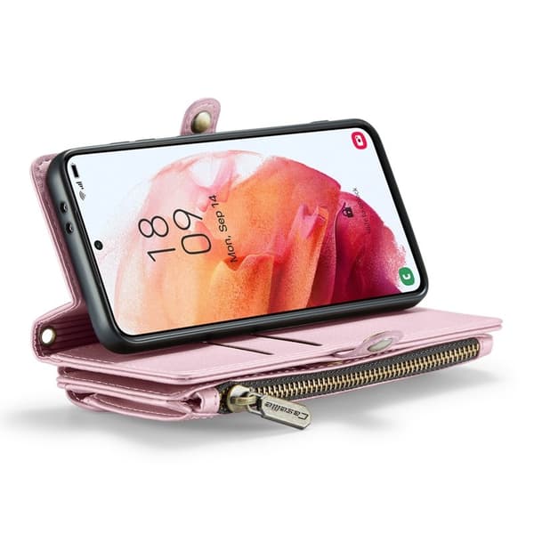 CASEME Plånboksfodral Konstläder för Samsung Galaxy S21 5G - Rosa