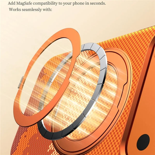 SULADA Mobilskal iPhone 17 Magsafe 360° Rotating Ringhållare - Orange