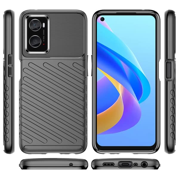 Realme 9i/Oppo A76/A36 Mobilskal Thunder Armored - Svart Svart