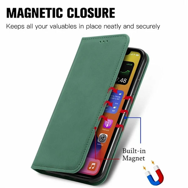 Google Pixel 10/10 Pro Konstläder Plånboksfodral Magnetic Absorption - Grön Grön