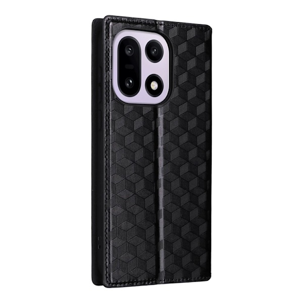 OnePlus 15 Plånboksfodral Rhombus Imprinted Konstläder Svart