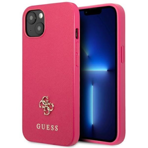 Guess iPhone 13 Mini Skal Saffiano 4G Lille Metal Logo - Rosa