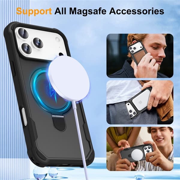 Mobilskal till iPhone 17 Pro Max MagSafe Kickstand Shockproof - Svart Svart