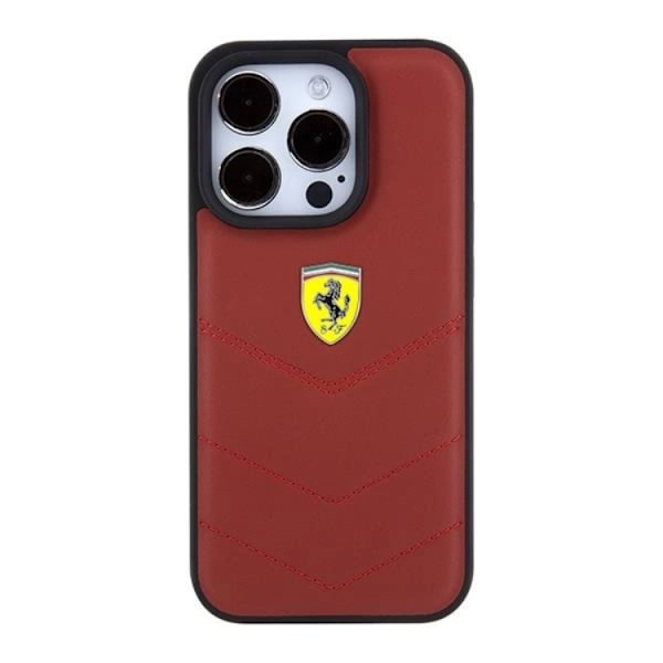 Ferrari iPhone 15 Pro Mobilskal Läder Stitched Lines