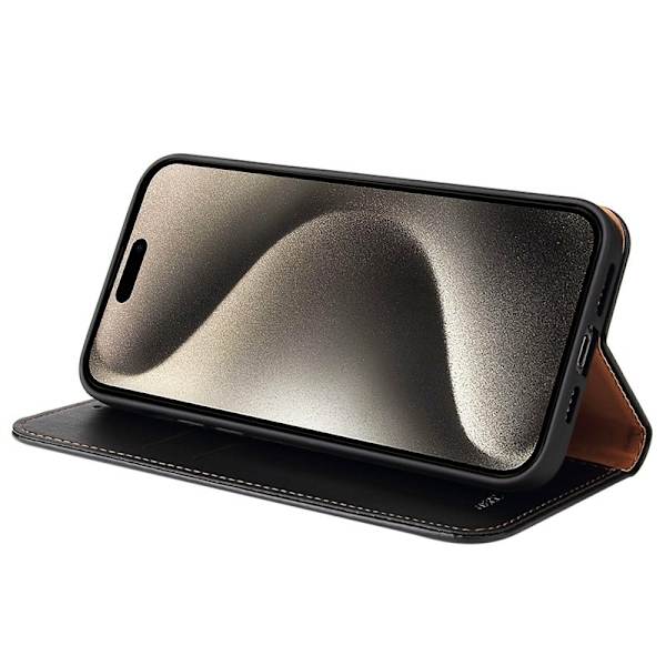 FIERRE SHANN iPhone 15 Pro Max Plånboksfodral - Texturerat Konstläder - Röd