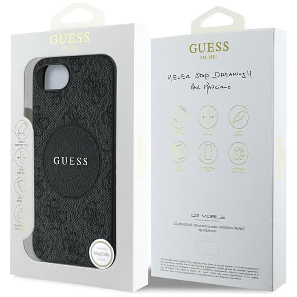 Guess telefontaske til iPhone 16e MagSafe 4G Circle Classic Logo - Sort Svart