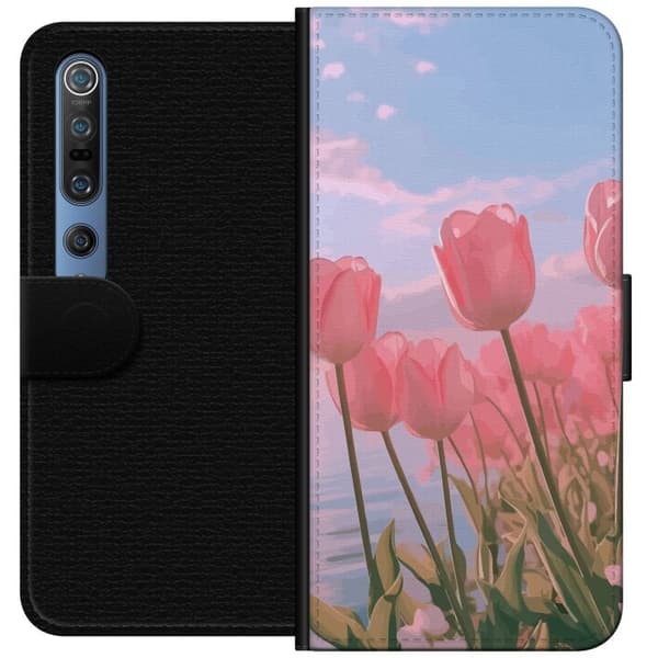 Plånboksfodral till Xiaomi Mi 10 Pro 5G med Rosa Tulpaner